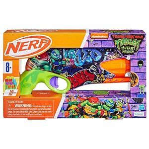 NERF Gun Teenage Mutant Ninja Turtles Mutant Mayhem Blaster, 10 Darts